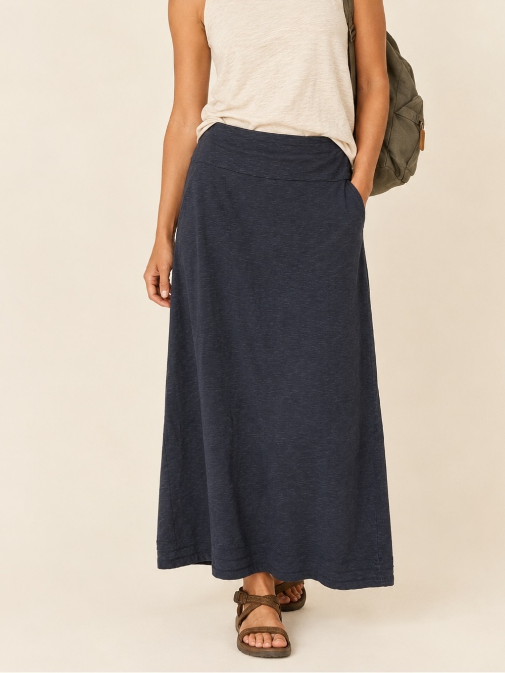 Horny Toad Toad & Co Charcoal Grey Black A Line Stretch Maxi Skirt Large
